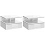 Homcom Set Of Two Floating High Gloss Bedside Tables - White