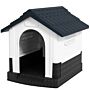 Pawhut Plastic Dog Kennel With Windows, For Garden Patio, Miniature And Small Dogs, 80 X 69 X 76cm - Grey