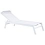 Garden Outdoor Lounger White Textile Seat Aluminium Frame Headrest Cushion Adjustable Reclining Backrest