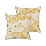 Set Of 2 Scatter Cushions Yellow Cotton 45 X 45 Cm Throw Pillow Embroidered Floral Print Pattern