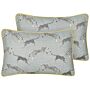 Set Of 2 Scatter Cushions Grey Cotton 30 X 50 Cm Cheetah Motif Printed Pattern