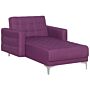 Chaise Lounge Purple Tufted Fabric Reclining Day Bed Silver Legs Track Arms