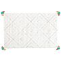 Area Rug White Cotton Shaggy 140 X 200 Cm Multicolour Geometric Pattern