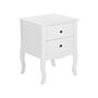 Bedside Table White Mdf 2 Storage Drawers Curvy Cabriole Legs Metal Knob Handles Scandinavian Design