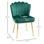 Homcom Velvet-feel Shell Luxe Accent Chair, Glam Vanity Chair Makeup Seat, Home Bedroom Lounge With Metal Legs Comfort Padding, Green