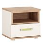 4kids 1 Drawer Bedside Cabinet In Light Oak And White High Gloss (lemon Handles)