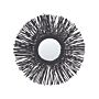 Wall Mirror Black Rattan Frame Ø 60 Cm Modern Sunburst Braid Design Hanging Living Room Decoration