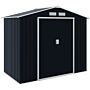 Outsunny Lockable Garden Shed Large Patio Roofed Tool Metal Storage Building Foundation Sheds Box Outdoor Furniture, 7ft X 4ft, Dark Grey