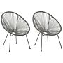 Set Of 2 Garden Chairs Dark Grey Pe Rattan Papasan