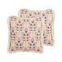 Set Of 2 Decorative Cushions Beige Leaf Motif 60 X 60 Cm Scatter Toss Pillow Print