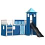 Vidaxl Bunk Bed With Slide And Curtains Blue 90x190 Cm