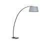 Floor Lamp Grey Metal 188 Cm Curved Frame Polycotton Drum Shade Marble Base