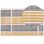 Area Rug Yellow And Black Cotton 140 X 200 Cm Flat Weave Jacquard Woven Striped Pattern