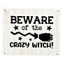 Metal Sign Plaque - Beware Of The Crazy Witch