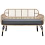 Sofa Grey Natural Pe Rattan 2-seater With Seating Pad Braided