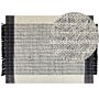 Rug White And Black Wool Cotton 160 X 230 Cm Hand Woven Flat Weave With Tassels