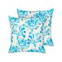 Set Of 2 Scatter Cushions White And Blue Cotton 45 X 45 Cm Marine Coral Pattern Square Polyester Filling