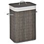 Homcom Laundry Basket With Flip Lid And String Handles, Collapsible Hamper Removable Lining Board Base Foldable Water-resistant Dirty Clothes Storage