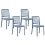 Set Of 4 Garden Chairs Blue Plastic Stackable Lightweight Weather Resistant