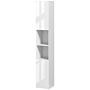 Kleankin Freestanding Bathroom Cabinet, High Gloss Storage Cabinet Floor Storage Cupboard With Mirror, 2 Doors And Adjustable Shelves, White