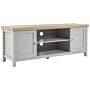 Tv Stand Grey And Light Wood Particle Board 130 Cm Living Room Furniture Shelves Doors Cable Management