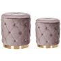 Set Of Storage Pouffes Taupe Beige Polyester Velvet Button Tufted Upholstery Golden Base Retro Design Beliani