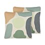 Set Of 2 Decorative Cushions Multicolour Polyester Cotton 45 X 45 Cm Abstract Pattern Paint Print Pillow