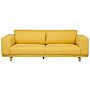 Sofa Yellow 3-seater Modern Retro Style Living Room Wide Armrests