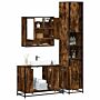 Vidaxl 4 Piece Bathroom Furniture Set Smoked Oak Engineered Wood