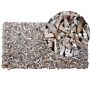 Area Rug Carpet Light Beige Genuine Leather Shaggy Hand Woven Rectangular 80 X 150 Cm