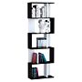 Homcom 5-tier Bookcase Storage Display Shelving S Shape Design Unit Divider Black