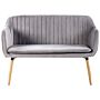 Kitchen Sofa Grey Velvet Fabric Upholstery 2-seater Metal Frame Light Wood Legs Bench