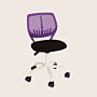 Loft Home Office Compact Teenage Study Chair, Purple Plastic Seat Back, Black Fabric Seat With White Base