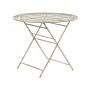 Garden Table Off-white Iron Foldable Distressed Metal Round 90 Cm For 4 Outdoor Uv Rust Resistance French