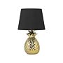 Decorative Table Lamp Gold With Black Ceramic Glossy Base Pineapple Shape Polyester Shade Eclectic Design