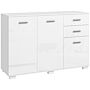 Homcom Sideboard, Modern Storage Cabinet W/ 2 Drawers, 3 Doors, Adjustable Shelves, Kitchen Cabinet For Living Room, Dining Room, High Gloss White