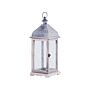 Lantern White Iron H 47 Cm Pillar Candle Holder Handle Traditional Retro Distressed Decoration