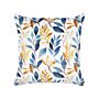 Decorative Cushion Yellow And Blue Velvet 45 X 45 Cm Leaf Pattern