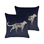 Set Of 2 Black Decorative Pillows Polyester 45 X 45 Cm Animal Pattern Modern Traditional Cushions