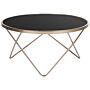 Coffee Table Black Tempered Glass Top Gold Metal Hairpin Legs Round Shape