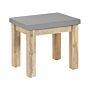 Outdoor Garden Stool Grey Fibre Cement Seat Light Acacia Wood Base Modern Industrial Patio Footstool