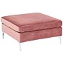 Ottoman Pink Velvet Top-pillow Seat Silver Metal Legs