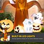 Outsunny 7.9ft Tall Halloween Inflatable Ghost Tree With Pumpkins, White Ghosts And Tombstone, Blow-up Outdoor Halloween Decoration For Lawn, Party