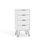 Augusta White 4 Drawer Narrow Chest Of Drawers