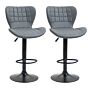 Homcom Bar Stools Set Of 2 Adjustable Height Swivel Bar Chairs In Pu Leather With Backrest & Footrest, Grey