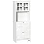 Homcom Kitchen Buffet And Hutch Wooden Storage Cupboard W/ Framed Glass Door, Drawer, Space For Dining And Living Room, 68.6w X 40d X 164hcm, White