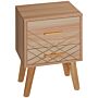 Homcom Bedside Cabinet, Scandinavian Bedside Table With Drawers, Bed Side Table With Wood Legs, Natural