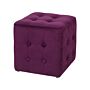 Footstool Purple Velvet Cube Pouffe Button Tufted Upholstery