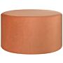 Round Velvet Orange Ottoman Pouffe Footstool