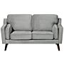 Sofa Light Grey 2 Seater Velvet Wooden Legs Classic